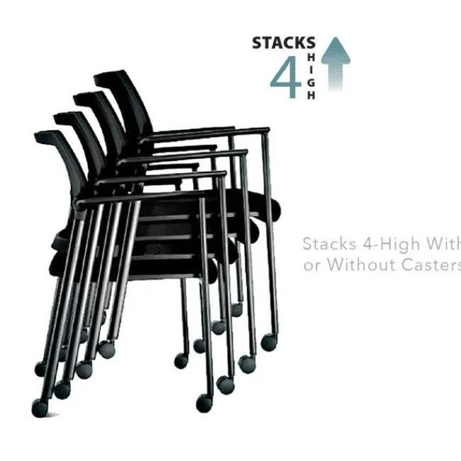 OfficeSource Oslo Mesh Back Stacking Guest Chair^ Reception & Waiting Room|Padded Stack Chairs