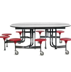 BioFit Oval ADA Cafeteria Table w/8 Round Stools^ Cafeteria|Cafeteria Tables