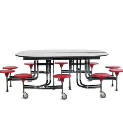 BioFit Oval Cafeteria Table w/10 Round Stools^ Cafeteria|Cafeteria Tables