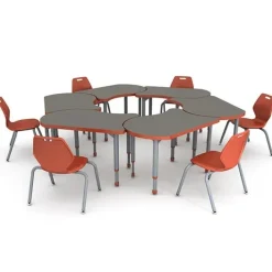 Paragon 6-Pack A&D Adjustable Koi Student Desks with Ready Stack Chairs Package^ Desk & Chair Packages|Classroom Desks & Chairs