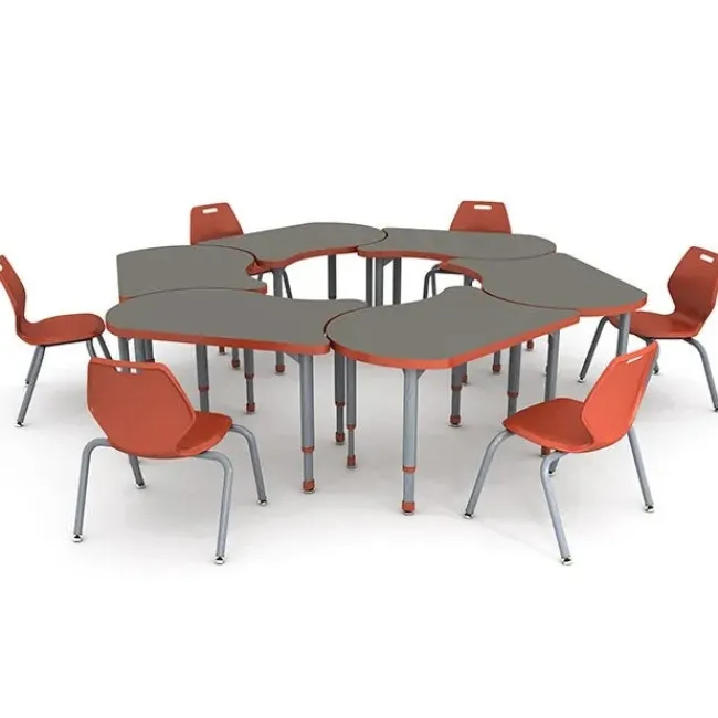 Paragon 6-Pack A&D Adjustable Koi Student Desks with Ready Stack Chairs Package^ Desk & Chair Packages|Classroom Desks & Chairs