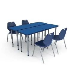 Paragon 4-Pack A&D Adjustable Rectangle Student Desks with Ready Stack Chairs Package^ Desk & Chair Packages|Classroom Desks & Chairs