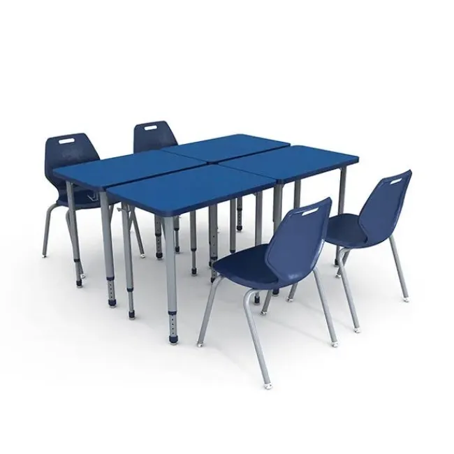 Paragon 4-Pack A&D Adjustable Rectangle Student Desks with Ready Stack Chairs Package^ Desk & Chair Packages|Classroom Desks & Chairs