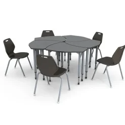 Paragon 5-Pack A&D Tesla Adjustable Student Desks with Ready Stack Chairs Package^ Desk & Chair Packages|Classroom Desks & Chairs