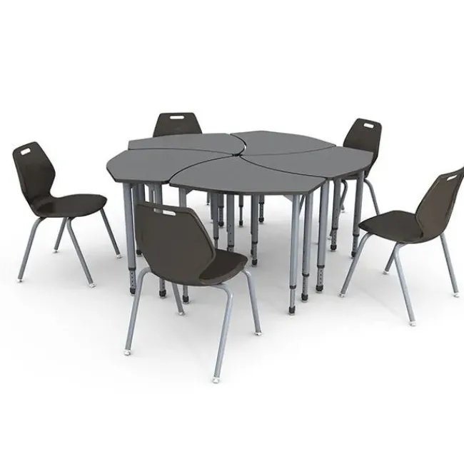 Paragon 5-Pack A&D Tesla Adjustable Student Desks with Ready Stack Chairs Package^ Desk & Chair Packages|Classroom Desks & Chairs