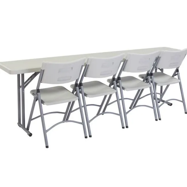 National Public Seating Package One 18'' x 96'' Plastic Folding Seminar Table & Four Plastic Folding Chairs^ Training & Seminar|Folding Chairs