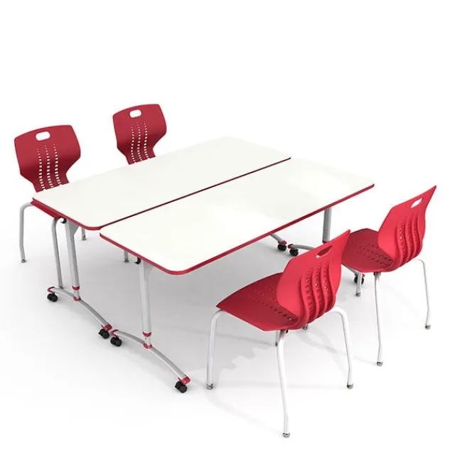 Paragon Package Set - 2 A&D Crossfit Flip-Top Adjustable Height Tables w/ 4 Emoji Chairs^ Dry Erase|Conference Table & Chair Packages