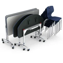 Paragon Package Set - 4 A&D Crossfit Flip-Top Adjustable Height Tables w/ 6 Emoji Chairs^ Dry Erase|Activity Table & Chair Packages
