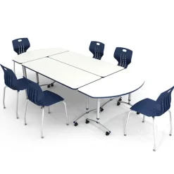 Paragon Package Set - 4 A&D Crossfit Flip-Top Adjustable Height Tables w/ 6 Emoji Chairs^ Dry Erase|Activity Table & Chair Packages