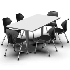 Marco Group Package Set- Dual Base Rectangle Dry Erase Table w/ 6 Apex Stack Chairs^ Dry Erase|Activity Tables & Chairs