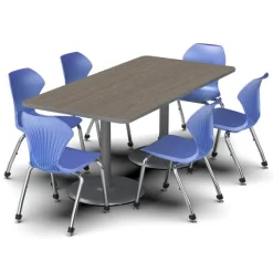 Marco Group Package Set- Dual Base Rectangle Table w/ 6 Apex Stack Chairs^ Activity Table & Chair Packages|Cafe Table & Chair Sets