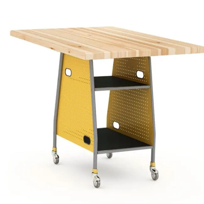 Paragon Package Set - Maker Invent 39"H Butcher Block Table & 4 Emoji Lab Stools^ Makerspace & Shop|Makerspace Stem Packages