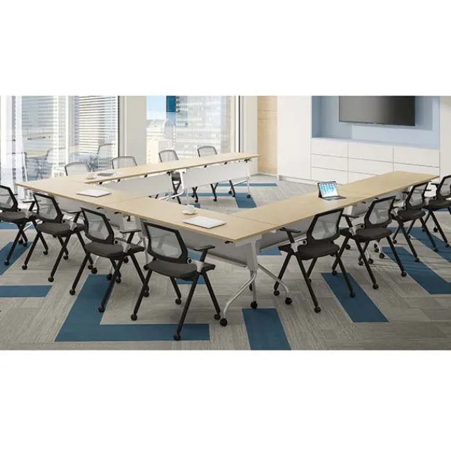 OfficeSource Package Set - 6 Training Tables w/ Flip Top Nesting Bases & Casters (60" X 24")^ Training & Seminar