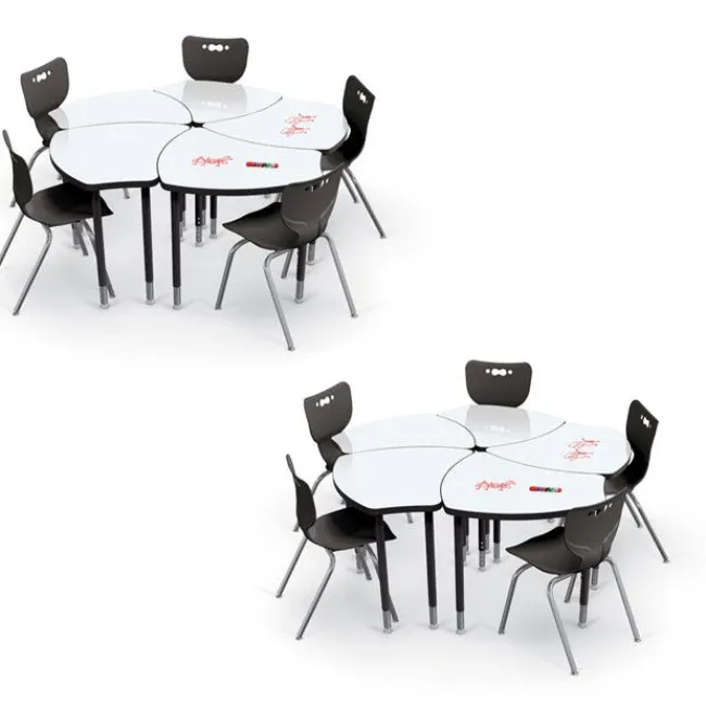 Mooreco 10-Pack Dry Erase Hierarchy Shapes Desk & Hierarchy Chair Package^ Desk & Chair Packages|Dry Erase Desks