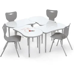 Mooreco 4-Pack Fender Collaborative Dry Erase Desk & Hierarchy Chair Packages^ Desk & Chair Packages|Classroom Desks & Chairs