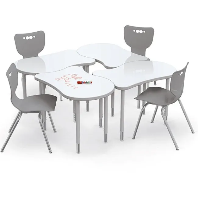 Mooreco 4-Pack Fender Collaborative Dry Erase Desk & Hierarchy Chair Packages^ Desk & Chair Packages|Classroom Desks & Chairs