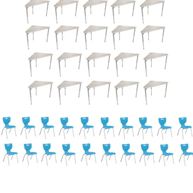 Mooreco 20-Pack Jet Collaborative Desk & Hierarchy Chair Package^ Desk & Chair Packages|Classroom Desks & Chairs