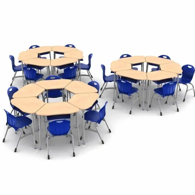 Virco 18-Pack Zuma Hexagon Desk and Stack Chair Classroom Packages^ Collaborative Desks|Desk & Chair Packages