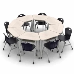 Virco 8-Pack Zuma Octagon Classroom Desk and Stack Chair Packages^ Collaborative Desks|Desk & Chair Packages
