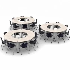 Virco 24-Pack Zuma Octagon Classroom Desk and Stack Chair Packages^ Collaborative Desks|Desk & Chair Packages