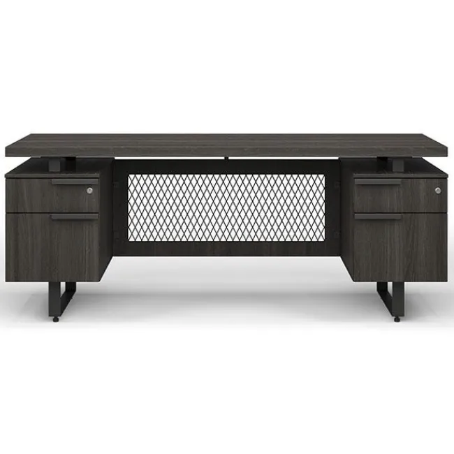 OfficeSource Palisades Collection Industrial Height Adjustable L-Shaped Desk Suite^ Office Suites