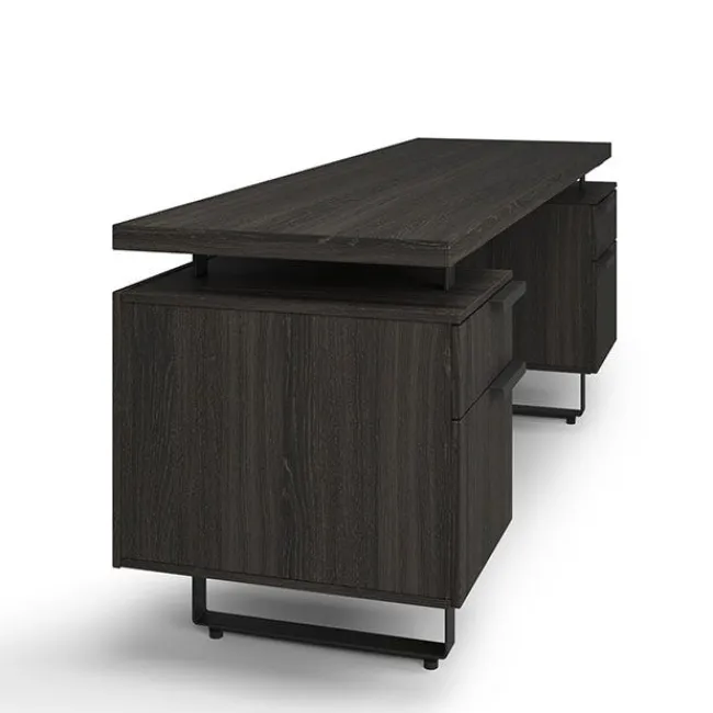 OfficeSource Palisades Collection Industrial Height Adjustable L-Shaped Desk Suite^ Office Suites