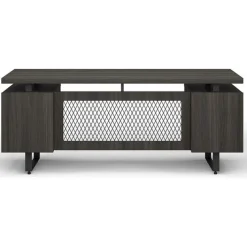 OfficeSource Palisades Collection Industrial Height Adjustable L-Shaped Desk Suite^ Office Suites