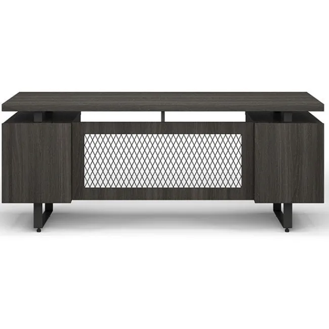 OfficeSource Palisades Collection Industrial Height Adjustable L-Shaped Desk Suite^ Office Suites