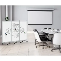 Luxor 3-Panel Mobile Magnetic Whiteboard Room Divider^ Mobile Reversible Boards