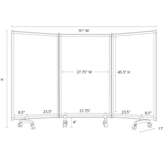Luxor 3-Panel Mobile Magnetic Whiteboard Room Divider^ Mobile Reversible Boards