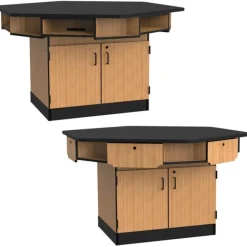 National Public Seating 6-Person Hexagon Science Workstations^ Science Workstations