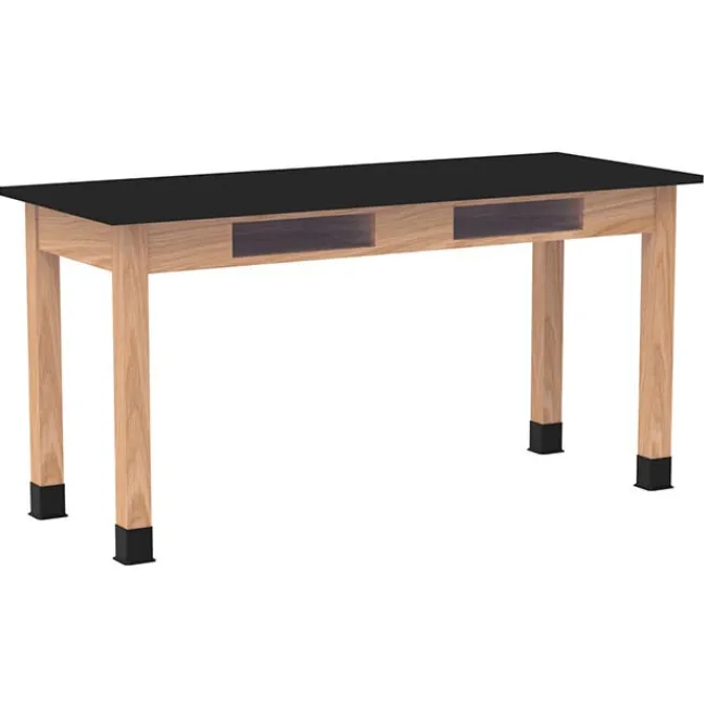 Diversified Spaces Phenolic Resin Top Hardwood Science Lab Table with Compartments (36'' D X 48'' W)^ Science|Science Tables