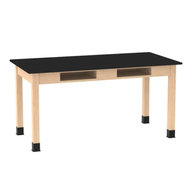 Diversified Spaces Phenolic Resin Top Hardwood Science Lab Table with Compartments (36'' D X 60'' W)^ Science|Science Tables