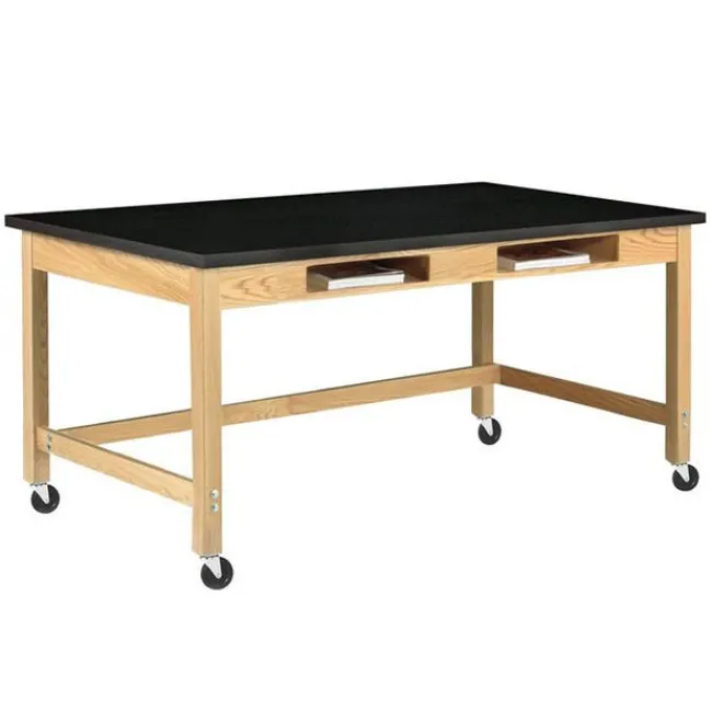 Diversified Spaces Phenolic Resin Top Hardwood Science Lab Table with Compartments (36'' D X 60'' W)^ Science|Science Tables