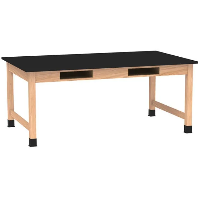Diversified Spaces Phenolic Resin Top Hardwood Science Lab Table with Compartments (42'' D X 60'' W)^ Science|Science Tables