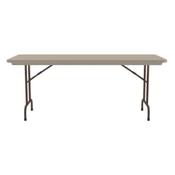 Correll Plastic Resin Folding Table & 8 Chairs Package in Mocha Granite (30''x96