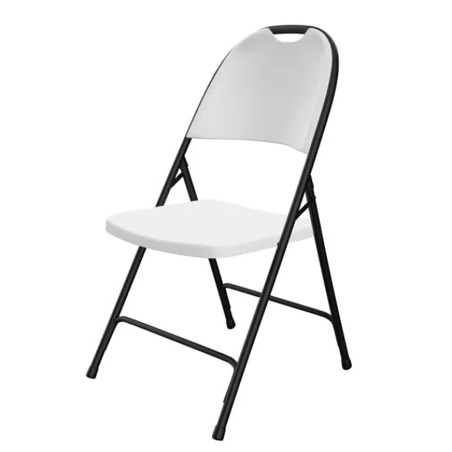 Correll Plastic Resin Folding Table & 8 Chairs Package in Gray Granite (60'' Round)^ Folding Tables & Chairs