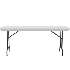Correll Plastic Resin Folding Table & 8 Chairs Package in Gray Granite (30''x96