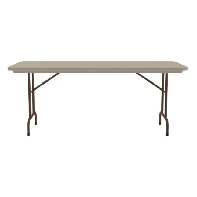 Correll Plastic Resin Folding Table & 8 Chairs Package in Mocha Granite (30''x72" Rectangle)^ Folding Tables & Chairs