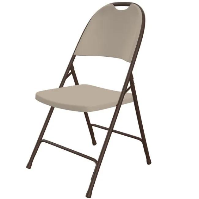 Correll Plastic Resin Folding Table & 8 Chairs Package in Mocha Granite (30''x72" Rectangle)^ Folding Tables & Chairs