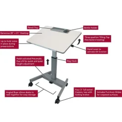 Luxor Pneumatic Adjustable Height Flip-Top Student Desk^ Stand-Up Student Desks