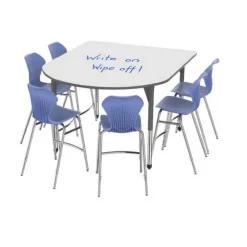 Marco Group Premier Standing Height Dry Erase Multimedia Table and Apex Stack Chair Package^ Activity Table & Chair Packages|Activity Tables & Chairs
