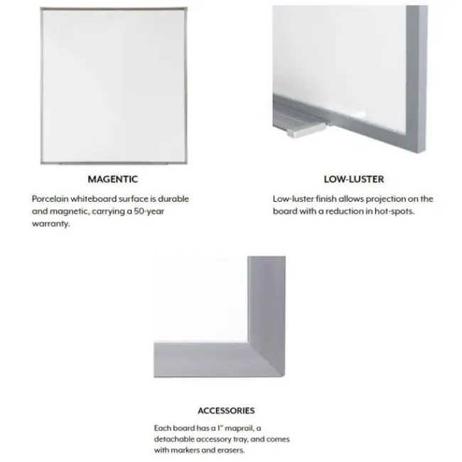 Ghent Proma Projection Porcelain Whiteboard with Map Rail by^ Projection Boards