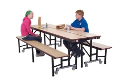 AmTab Quick Ship All-in-One Mobile Cafeteria Convertible Bench Table^ Cafeteria|Cafeteria Tables