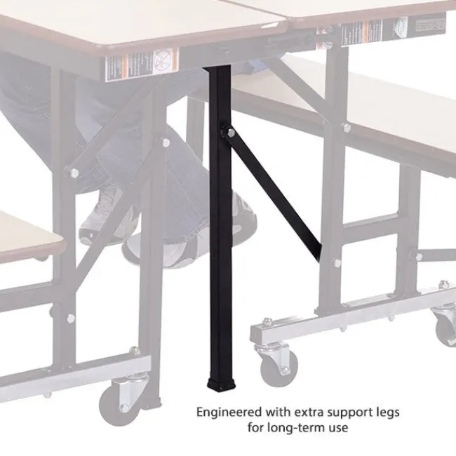 AmTab Quick Ship All-in-One Mobile Cafeteria Convertible Bench Table^ Cafeteria|Cafeteria Tables