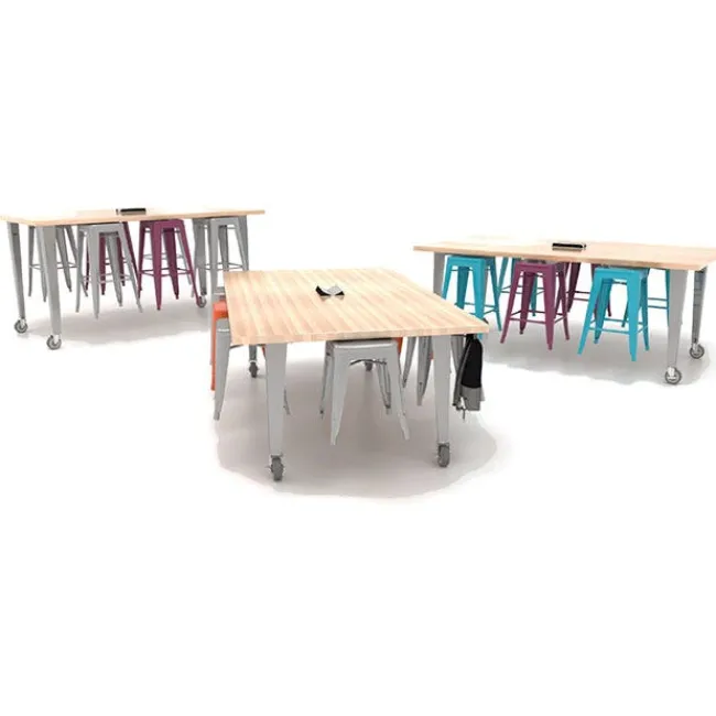 CEF Quick Ship IDEA Island Butcher Block Work Table and Stools Package^ Makerspace & Shop|Makerspace Stem Packages