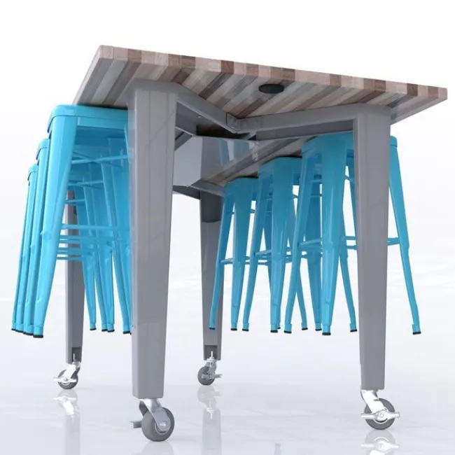 CEF Quick Ship IDEA Island HPL Work Table and Stools Package^ Makerspace & Shop|Makerspace Stem Packages