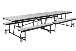 National Public Seating Quick Ship Mobile Bench Cafeteria Table w/ MDF Top, ProtectEdge & Powder Coat Frame^ Cafeteria|Cafeteria Tables