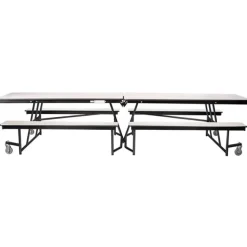 National Public Seating Quick Ship Mobile Bench Cafeteria Table w/ MDF Top, ProtectEdge & Powder Coat Frame^ Cafeteria|Cafeteria Tables