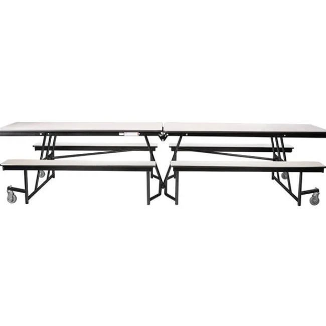 National Public Seating Quick Ship Mobile Bench Cafeteria Table w/ MDF Top, ProtectEdge & Powder Coat Frame^ Cafeteria|Cafeteria Tables